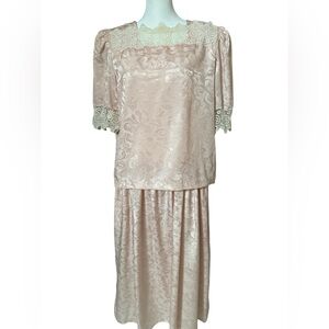 Vintage Lizzy & Johnny Tiered Lace Trim Dress